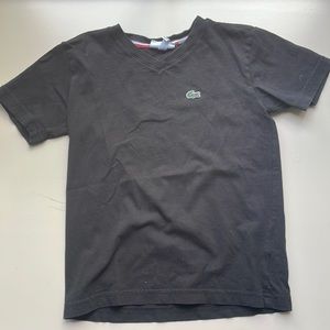 Lacoste - Boy's Black V-Neck Classic T-Shirt w/Logo - Size 6 - PERFECT!